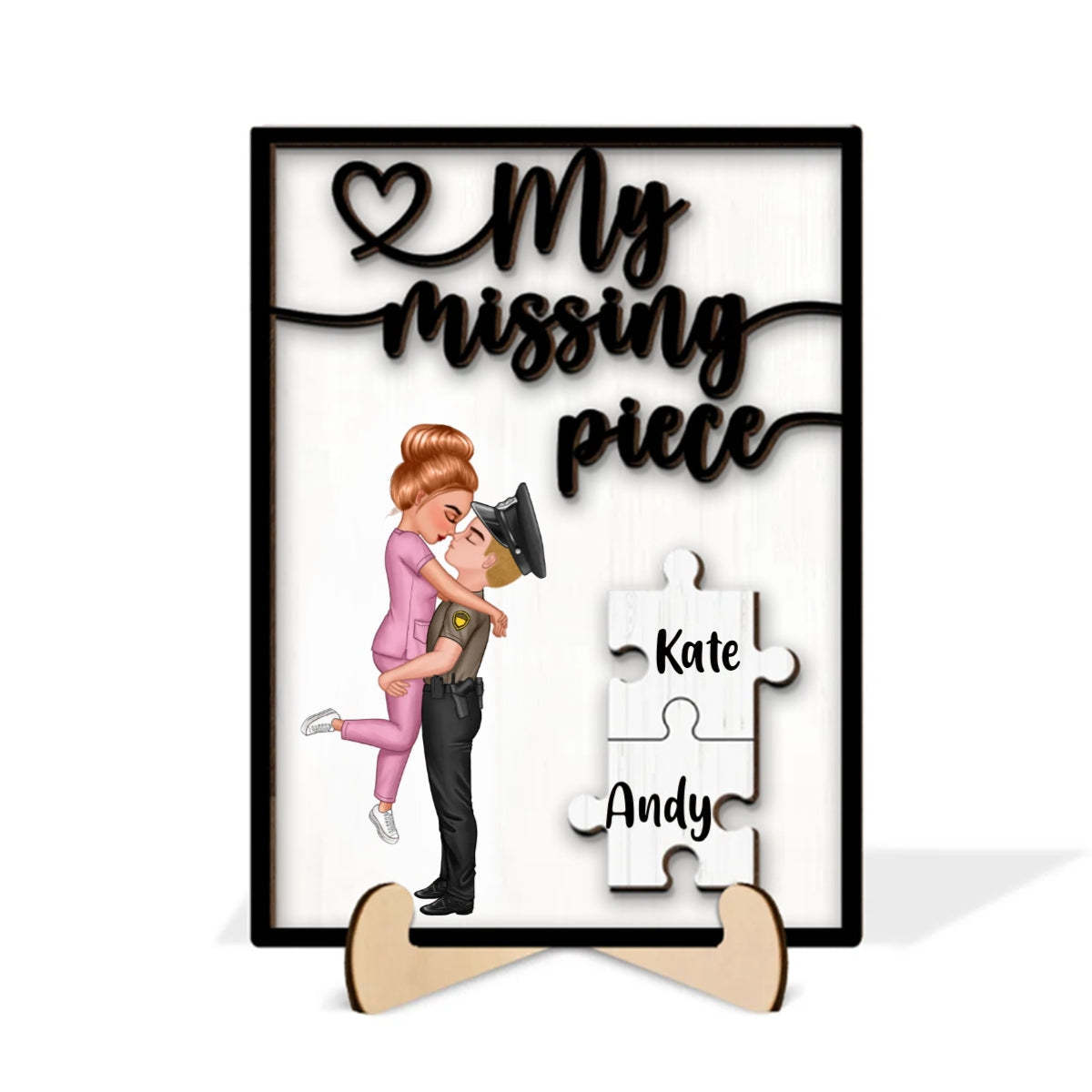 My Missing Piece Valentine's Day Gifts for Her/Him Personalized Wooden Plaque - yournamenecklaceau