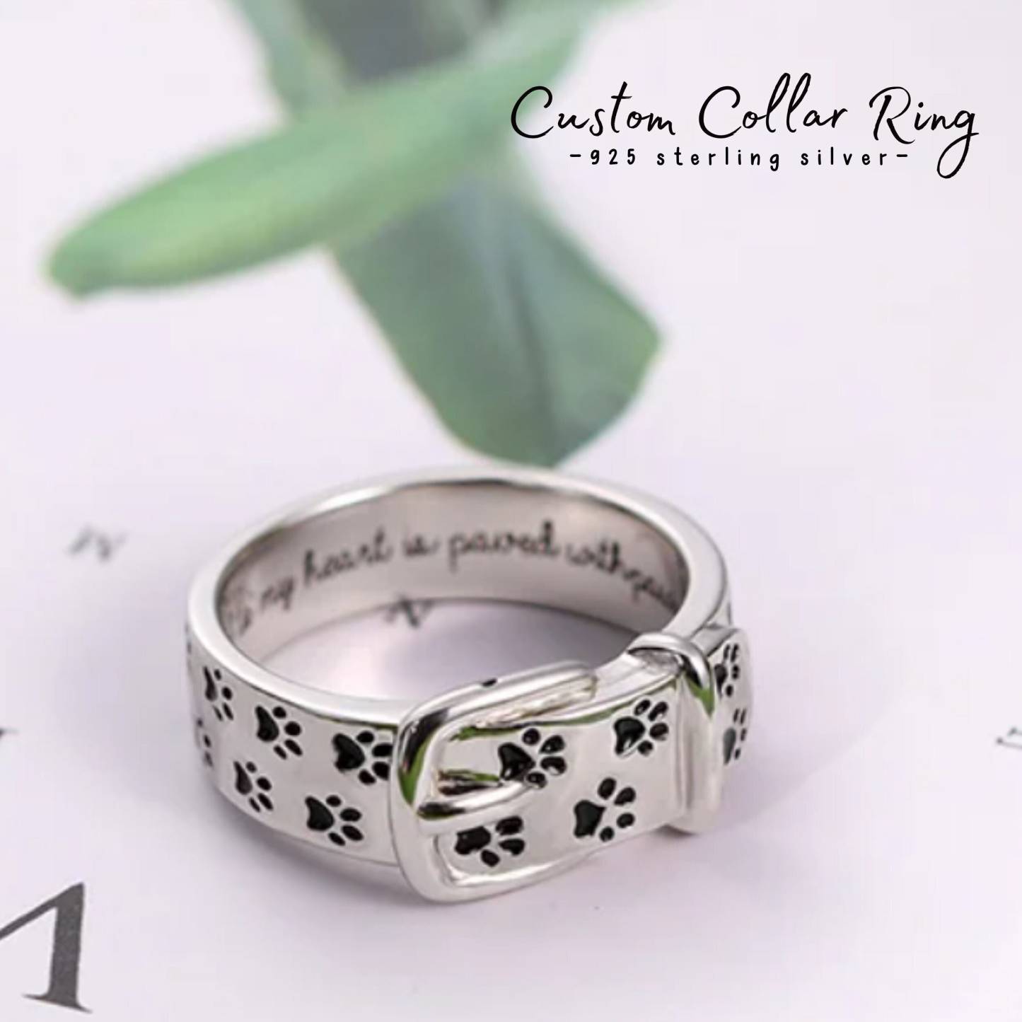 Customizable Pet Collar Ring - Engraved Name & Message Inside - NameNecklaceAU