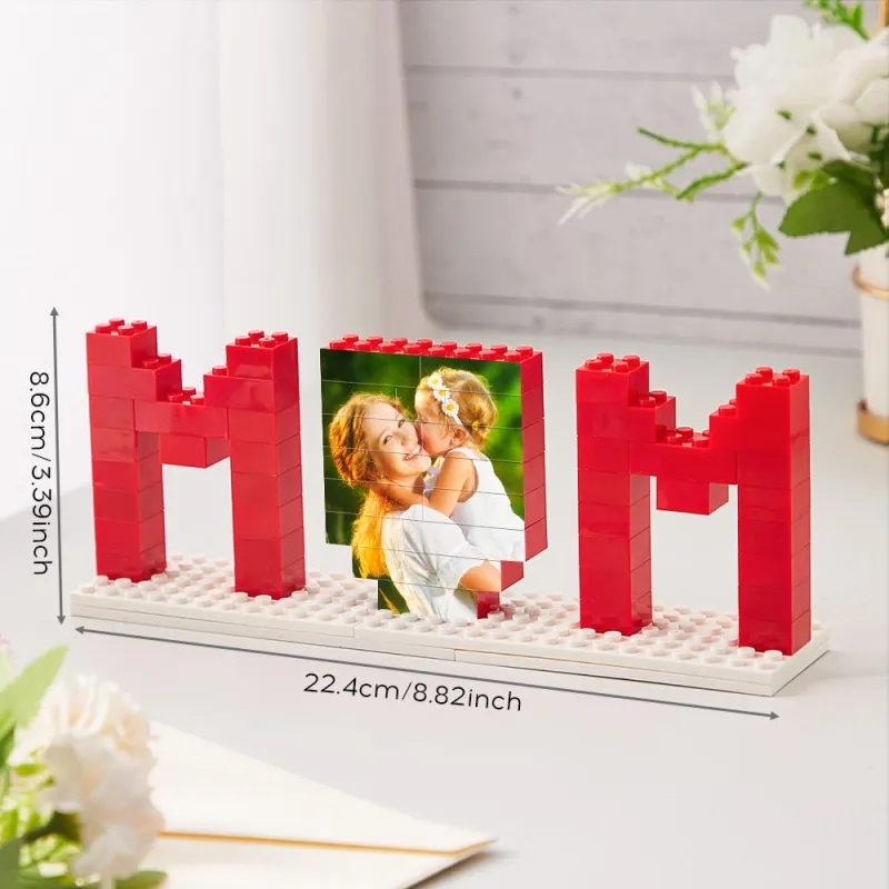 Personalized Mum Photo Building Brick Puzzles Photo Block Mother's Day Gifts - NameNecklaceAU