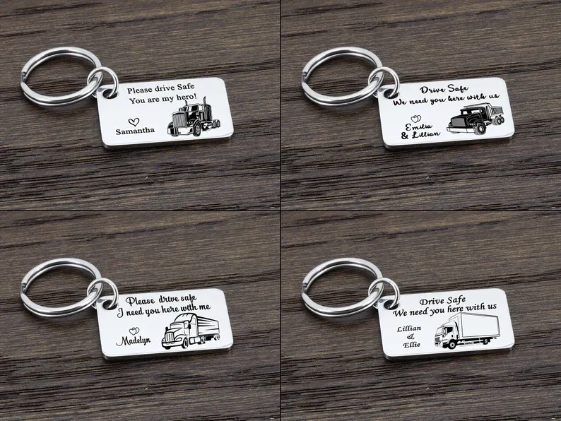 Custom Drive Safe Keychain, Truck Driver Keychain, personalized Trucker Keychain, Drive Safe Daddy Keychain, Gift for Truck Driver Gift for Dad - NameNecklaceAU