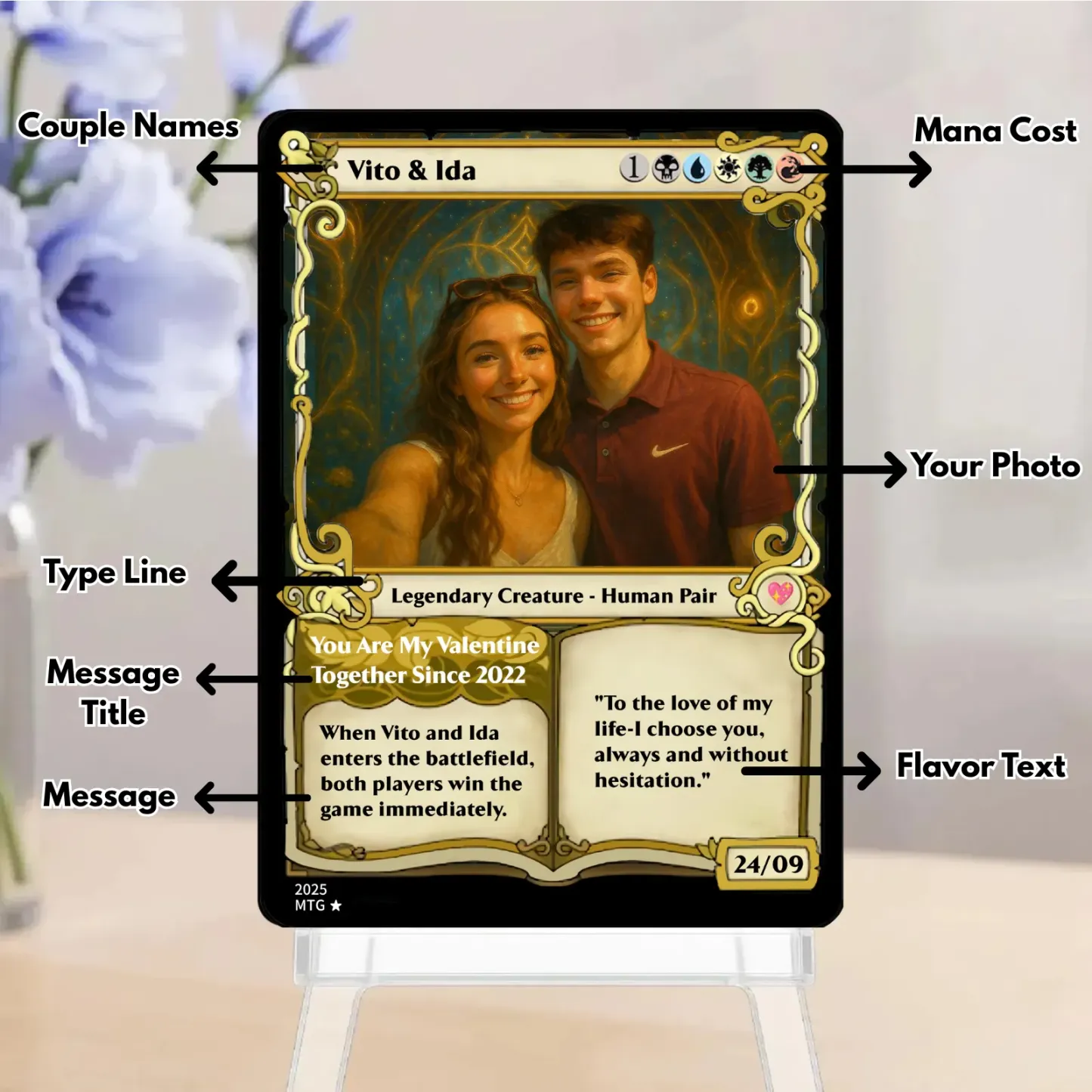 Custom Magic Card Fantasy Game Anime Card Valentine's Day Gift for Couple - NameNecklaceAU