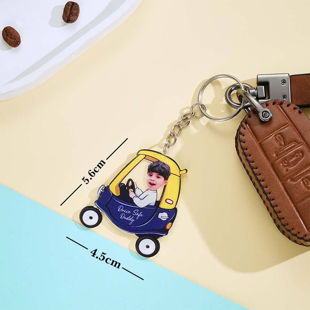 Custom Kid in Car Acrylic Keychain Drive Safe Daddy Father's Day Gifts - NameNecklaceAU