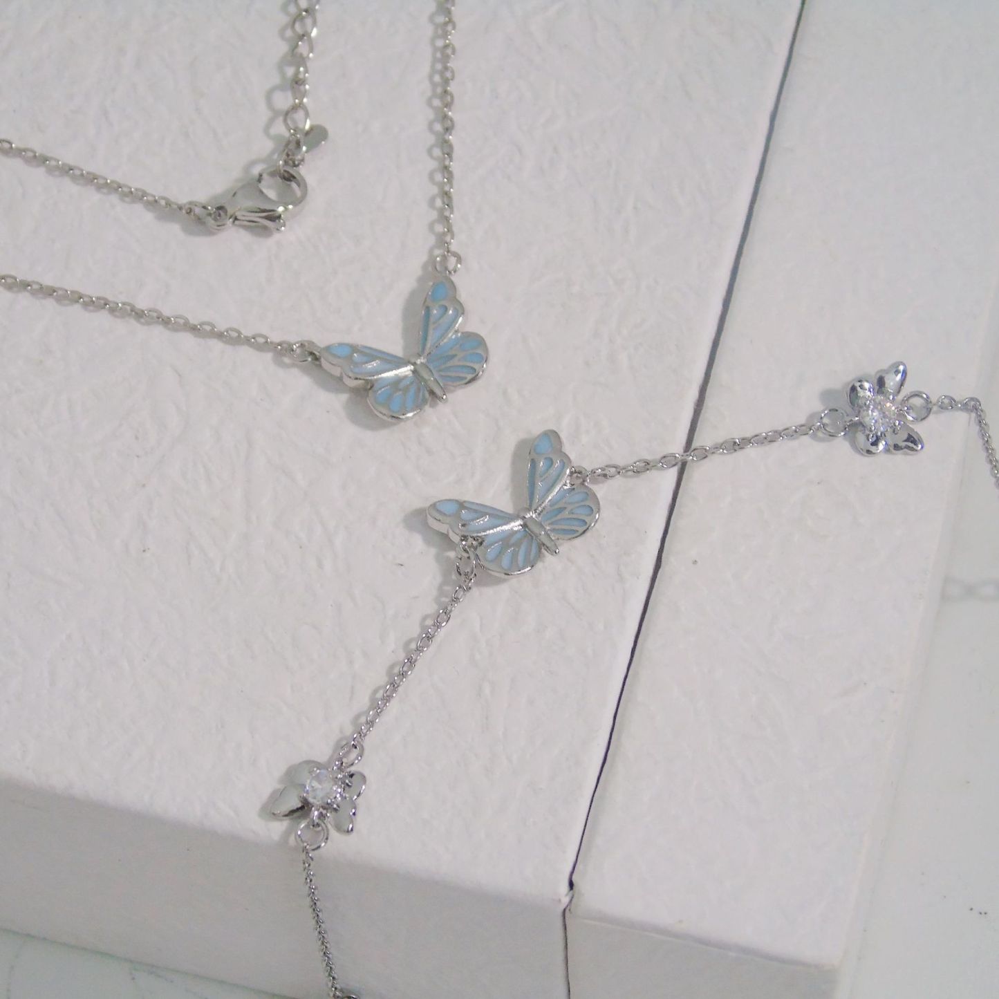 Glow in the Dark Butterfly Necklace Luminous Blue Butterfly Choker Chain For Women Girls - NameNecklaceAU