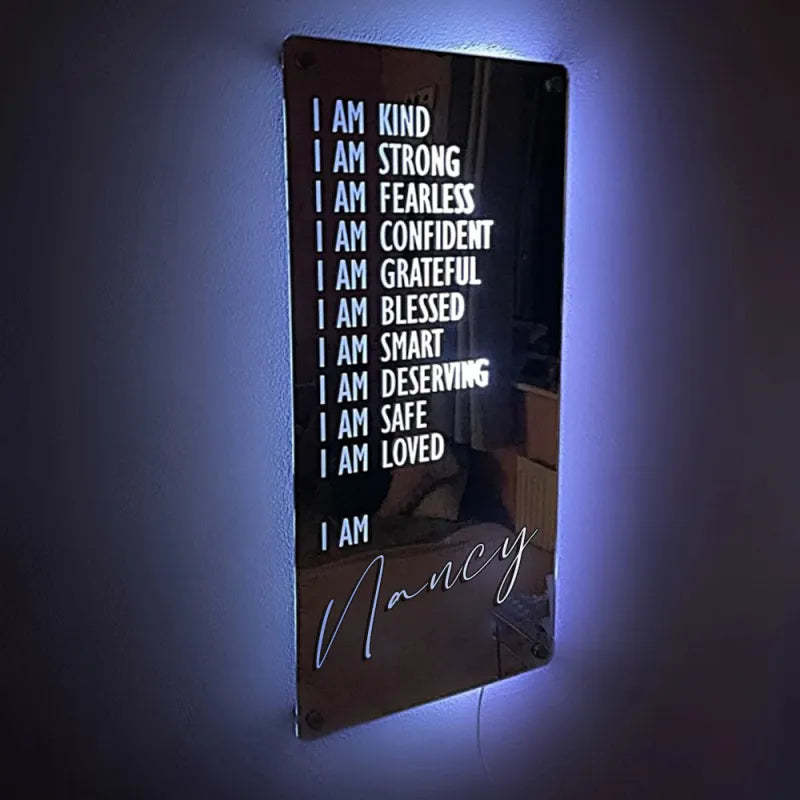 Personalized Name Mirror Sign Optional Templates Neon Sign With LED Lights Custom Text Multicolor Glow Wall Decor Gift for Family - yournamenecklaceau