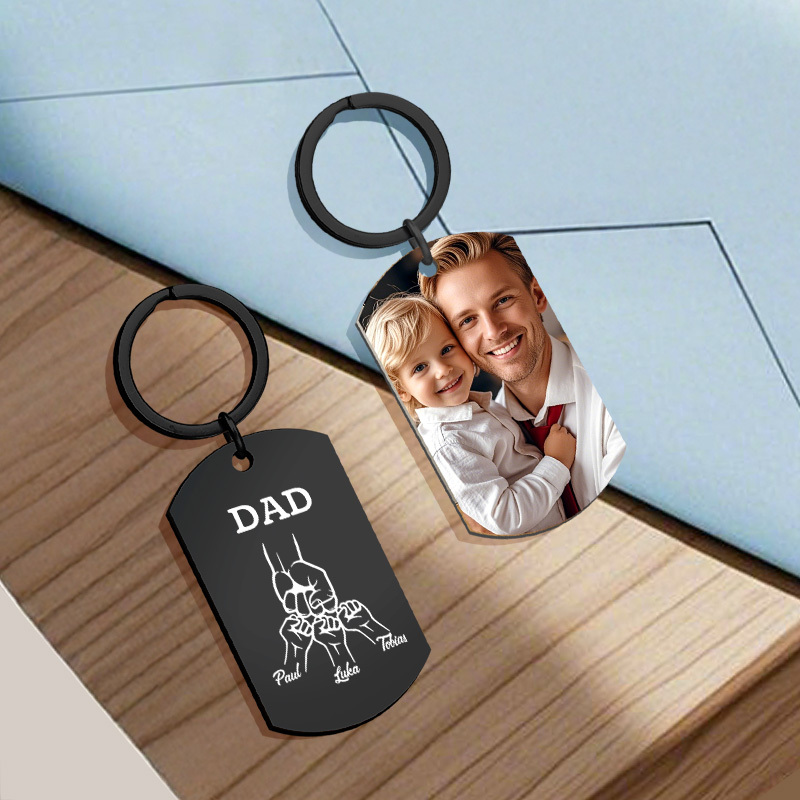 Father's Day Gifts Custom Photo & Family Fist Keychain Personalized Names Metal Keyring Gift for Dad - NameNecklaceAU
