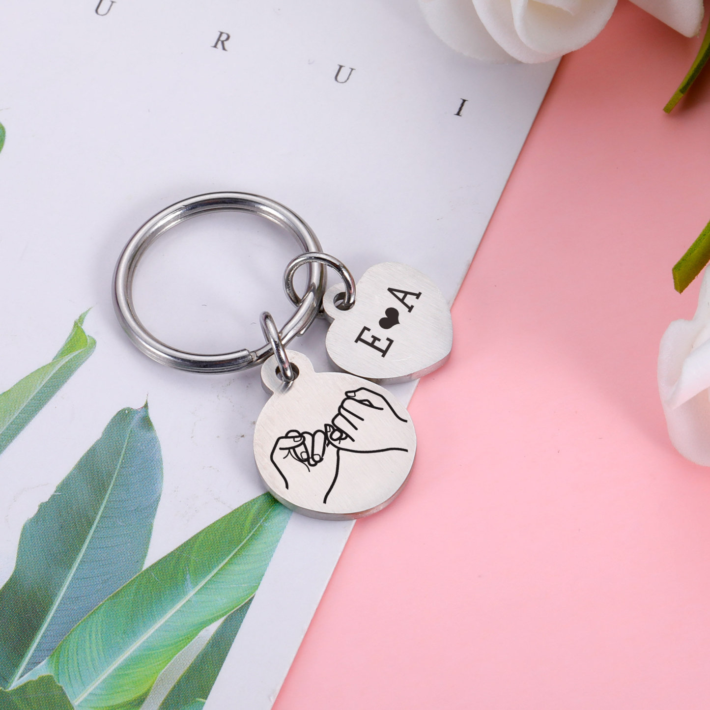 Pinky Promise Keychains Set Personalized Pinky Swear Keyring Matching Best Friend Keychains Anniversary Gift Valentine's Day Gift - NameNecklaceAU