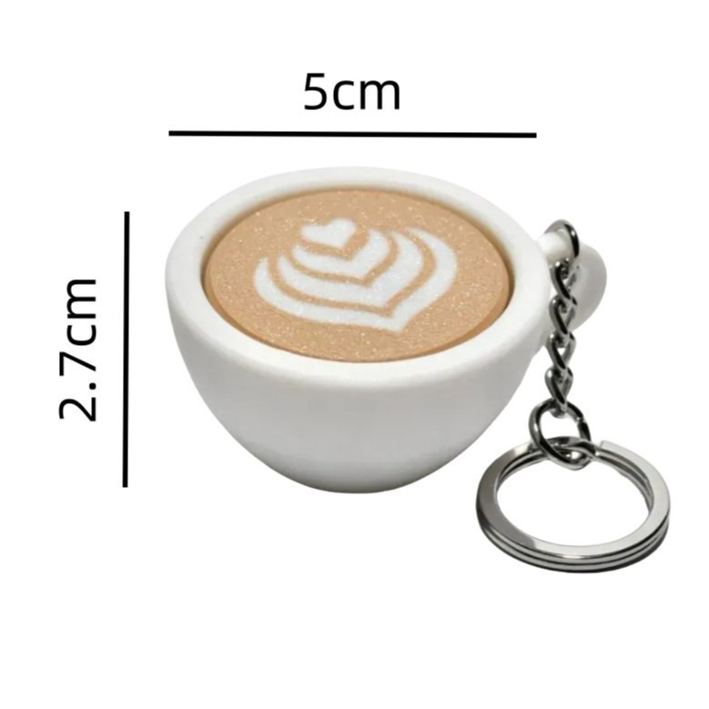 Mini Coffee Cup Fidget Keychain Clicky Latte Art Key Ring Stress Toy - NameNecklaceAU