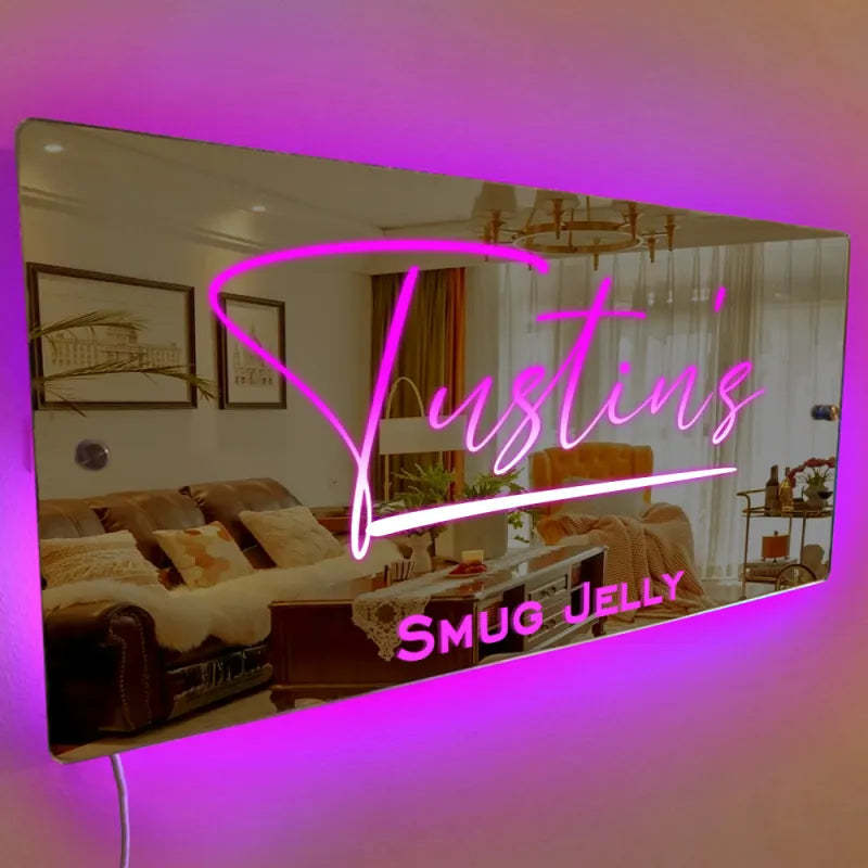 Personalized Name Mirror Sign Optional Templates Neon Sign With LED Lights Custom Text Multicolor Glow Wall Decor Gift for Family - yournamenecklaceau