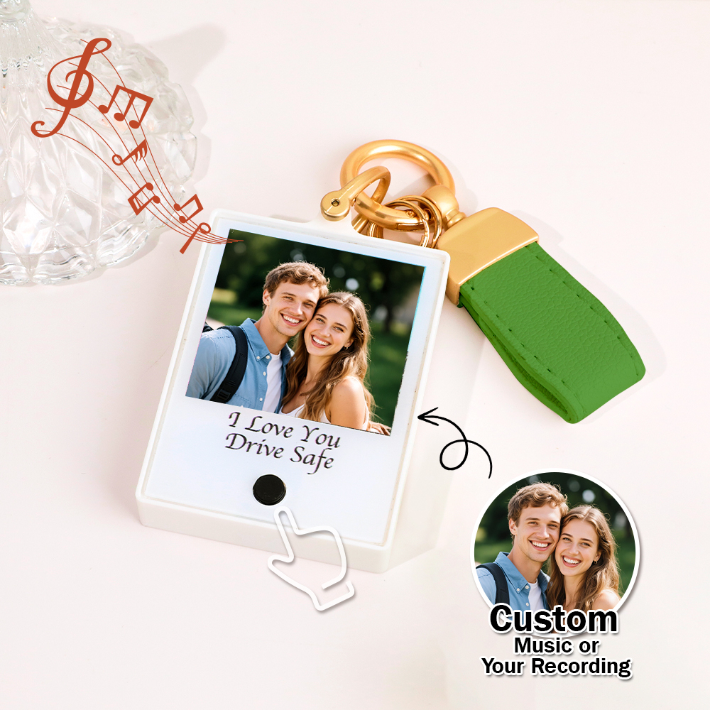 Custom Keychain With Photo and Text – Meaningful Gift with Your Personalized Music or Recording For Dad, Mom, Family, Friends - NameNecklaceAU