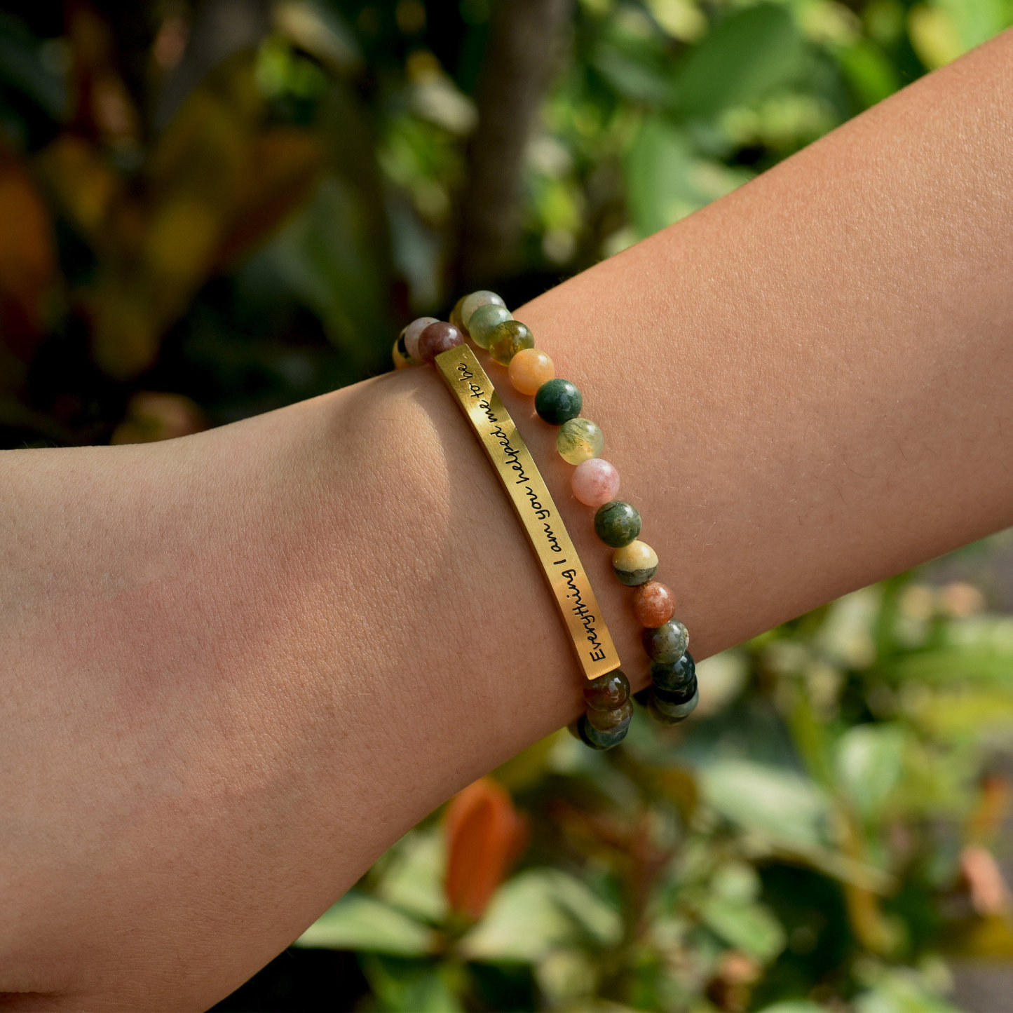 Valentine's Day Gifts Personalized Stone Bracelet with Custom Engraving Custom Message Stone Bead Bracelet for Him and Her - NameNecklaceAU