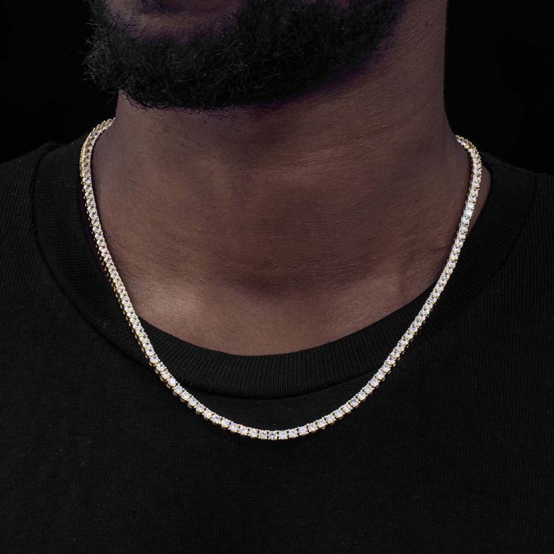 Spring Clasp White Gold Tennis Necklace Fashion Hip Hop Style - yournamenecklaceau