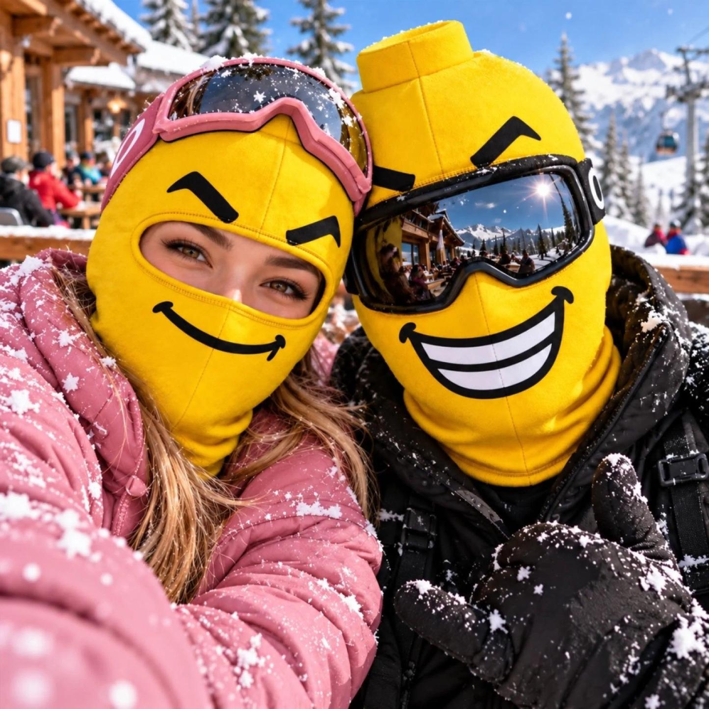 Funny Block Head Ski Mask Yellow Balaclava Thermal Winter Face Cover Funny Expression Thermal Balaclava Hood - NameNecklaceAU