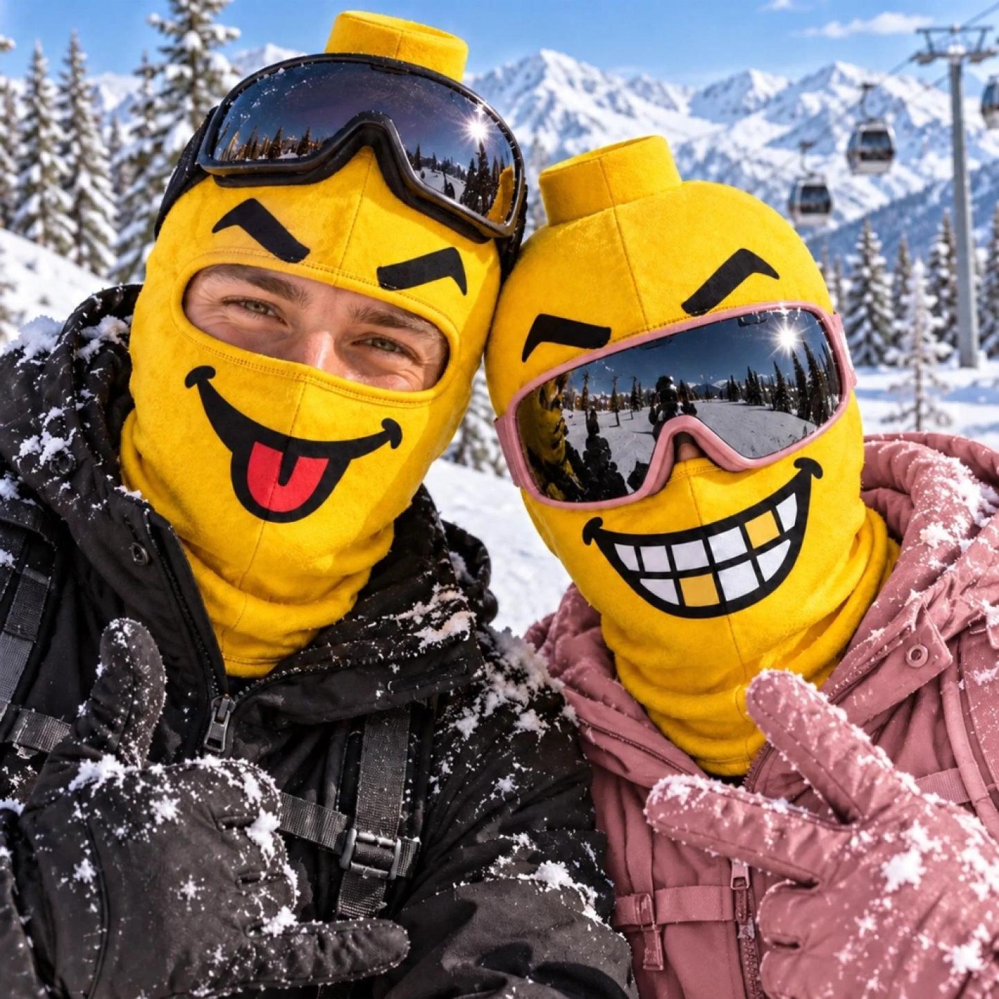 Funny Block Head Ski Mask Yellow Balaclava Thermal Winter Face Cover Funny Expression Thermal Balaclava Hood - NameNecklaceAU