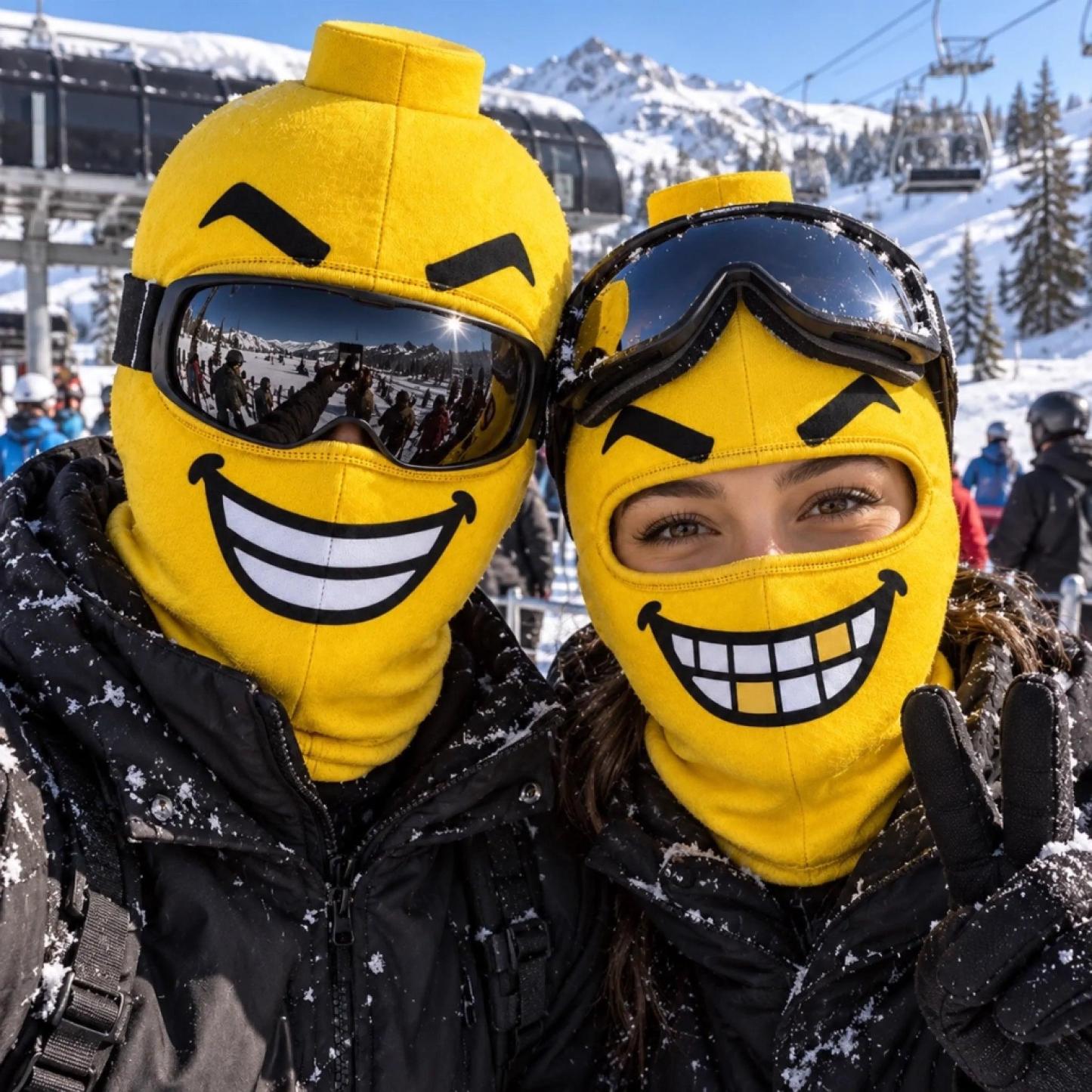 Funny Block Head Ski Mask Yellow Balaclava Thermal Winter Face Cover Funny Expression Thermal Balaclava Hood - NameNecklaceAU