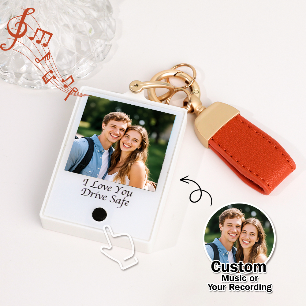 Custom Keychain With Photo and Text – Meaningful Gift with Your Personalized Music or Recording For Dad, Mom, Family, Friends - NameNecklaceAU