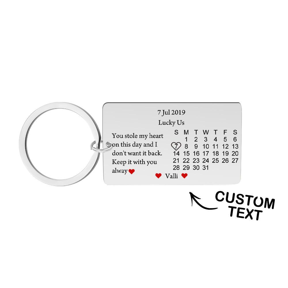 Custom Calendar Keychain Love Letter Keychain Valentine's Day Gift - yournamenecklaceau