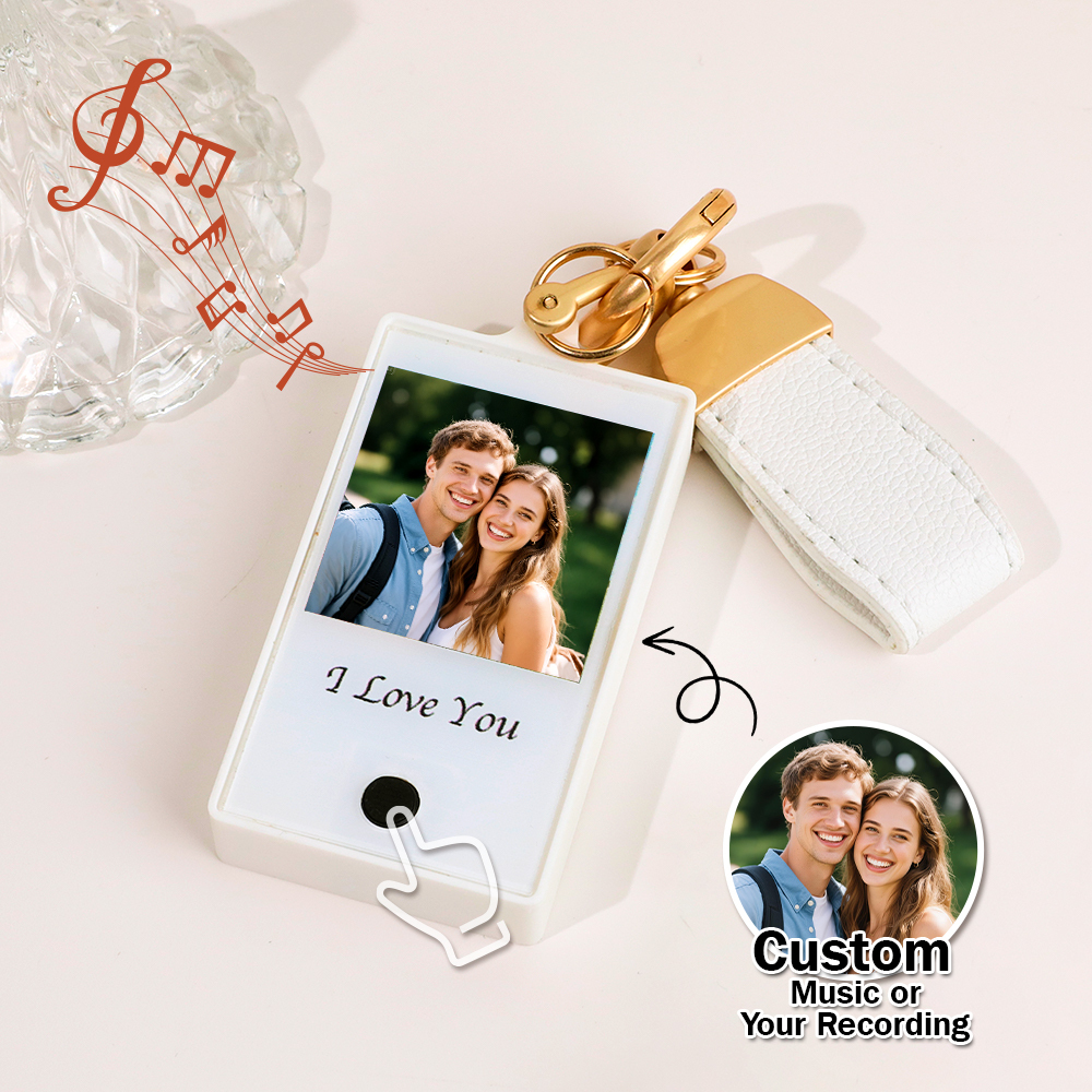Custom Keychain With Photo and Text – Meaningful Gift with Your Personalized Music or Recording For Dad, Mom, Family, Friends - NameNecklaceAU