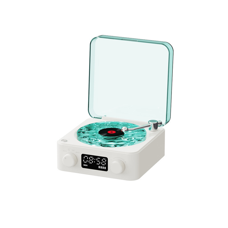 Gifts for Her Retro Mini TurntaRetro Mini Wave Turntable White Noise Machine & Bluetooth Speaker - 7 Colors, 4 Soothing Sounds, RGB/Breathing LED Bedside Night Light/Clock Waves Vinyl Speaker - NameNecklaceAU
