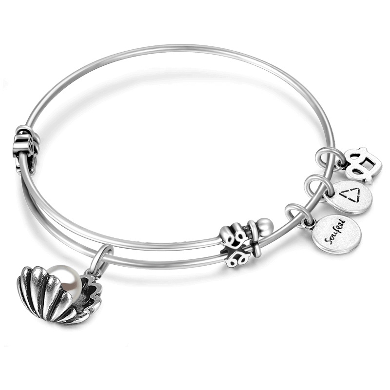 Shell Charm Bangle - yournamenecklace