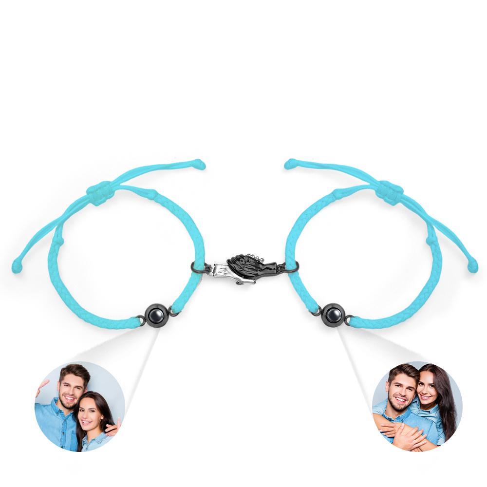 Custom Engraved Bracelet Magnetic Shake Hands Couple Gift - yournamenecklaceau