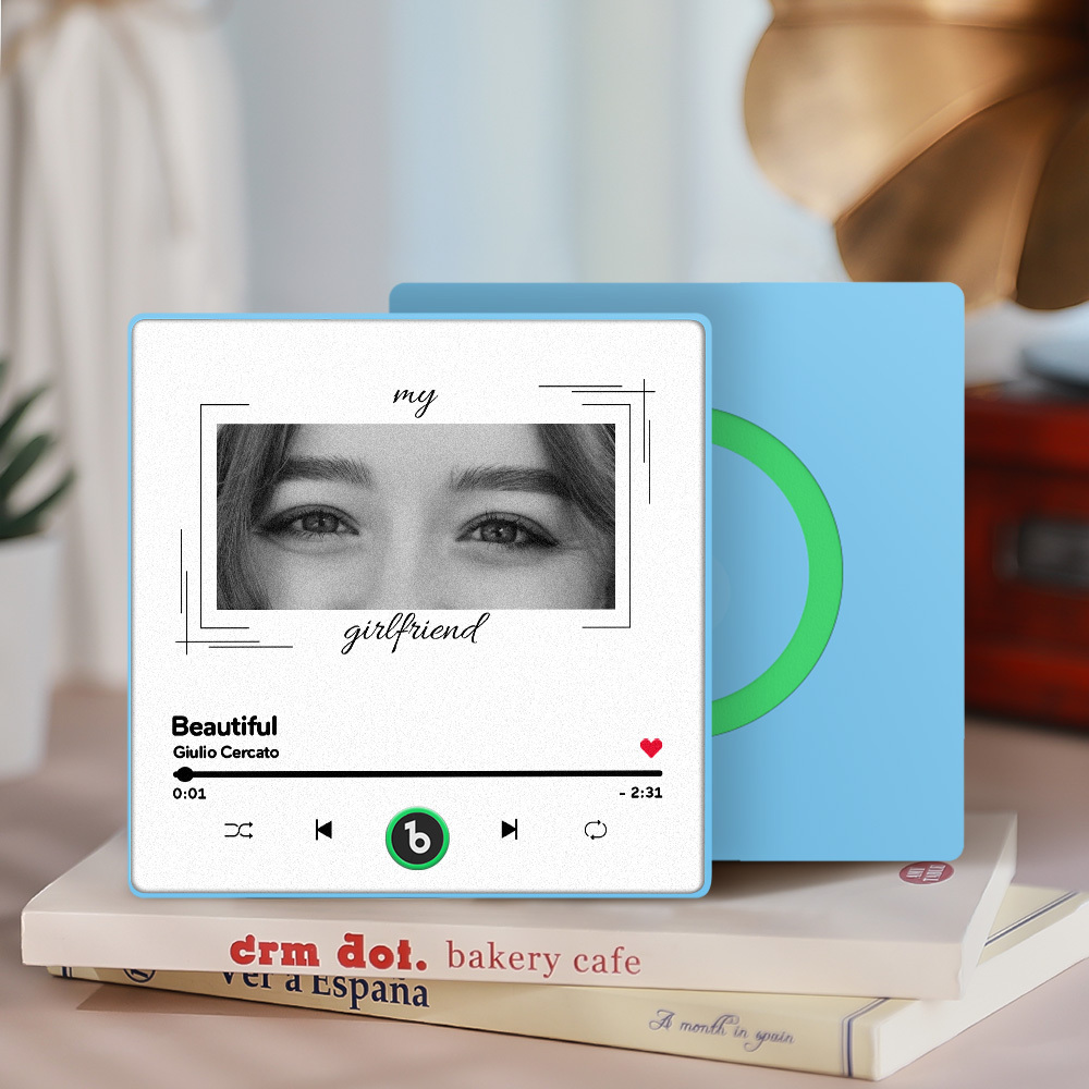 Custom Eyes and Name Music Fridge Magnet and Photo with Frame Music Wall Photo Sticker Music Movement That Can Be Played Best Gifts for Her - NameNecklaceAU