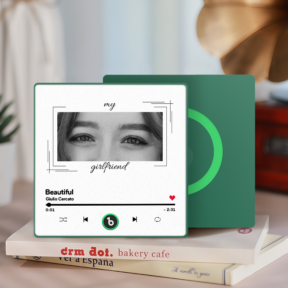 Custom Eyes and Name Music Fridge Magnet and Photo with Frame Music Wall Photo Sticker Music Movement That Can Be Played Best Gifts for Her - NameNecklaceAU