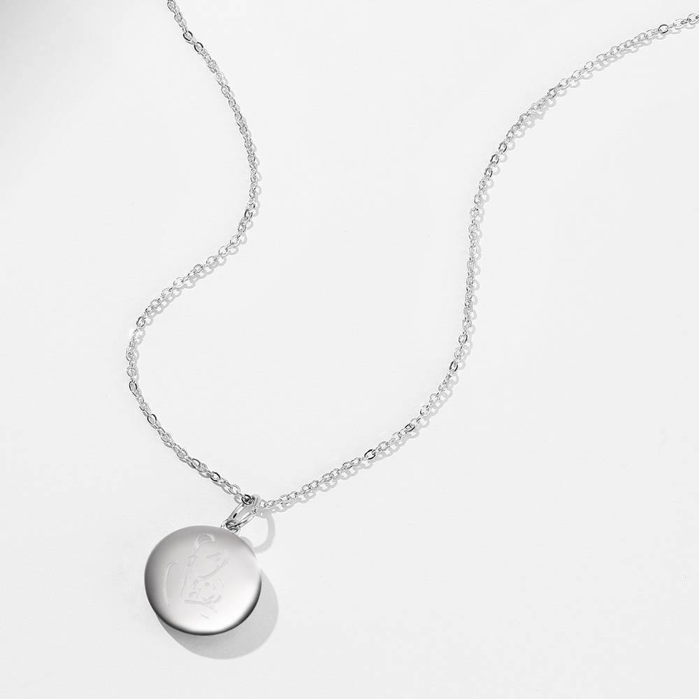 Mother's Necklace - Round Engraved Photo Necklace Silver - yournamenecklace