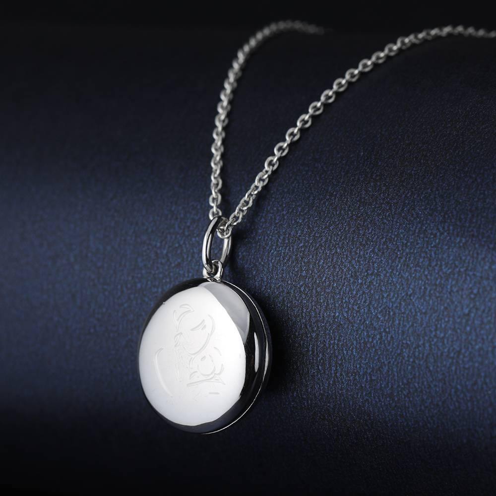Mother's Necklace - Round Engraved Photo Necklace Silver - yournamenecklace