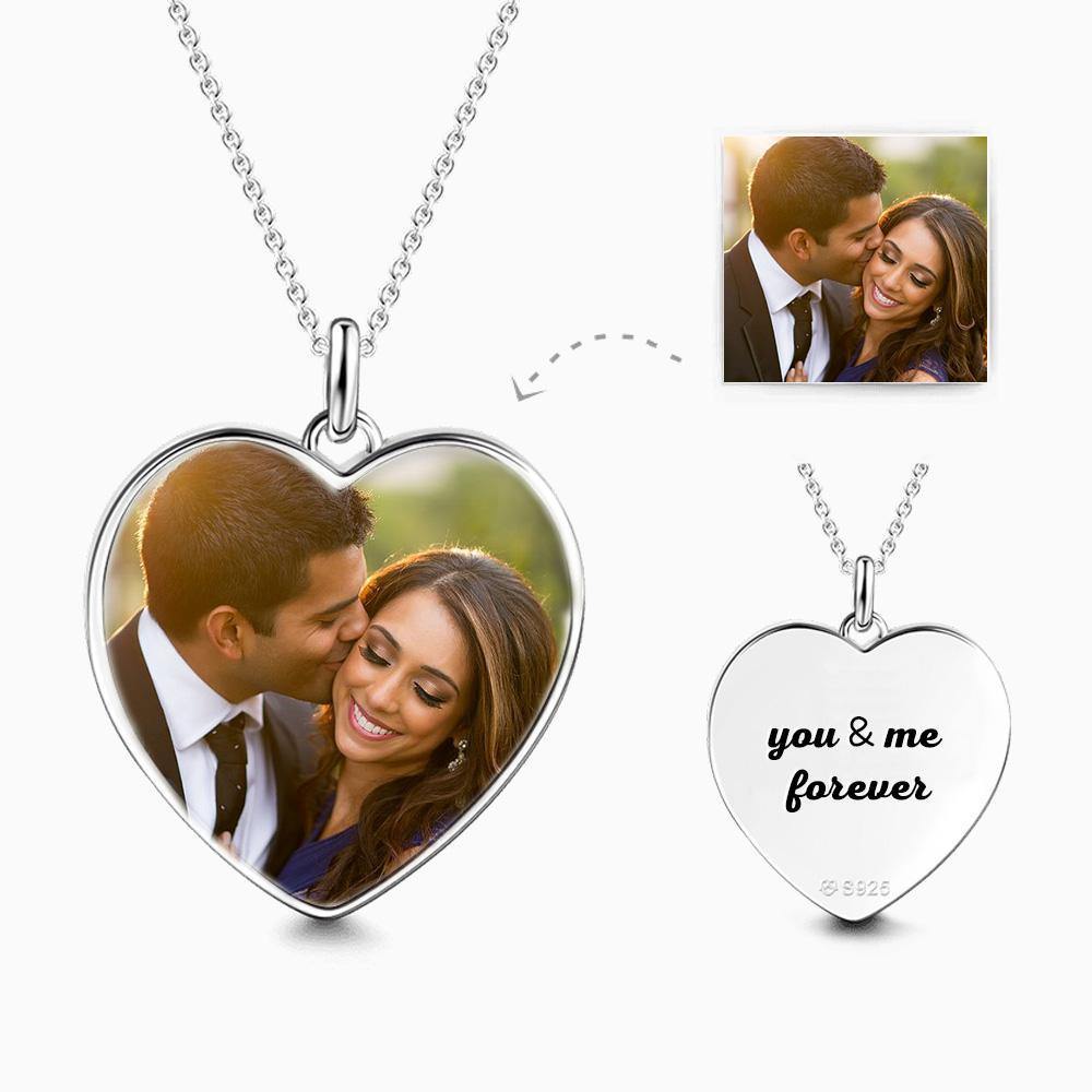 Engraved Heart Photo Necklace Silver - yournamenecklace