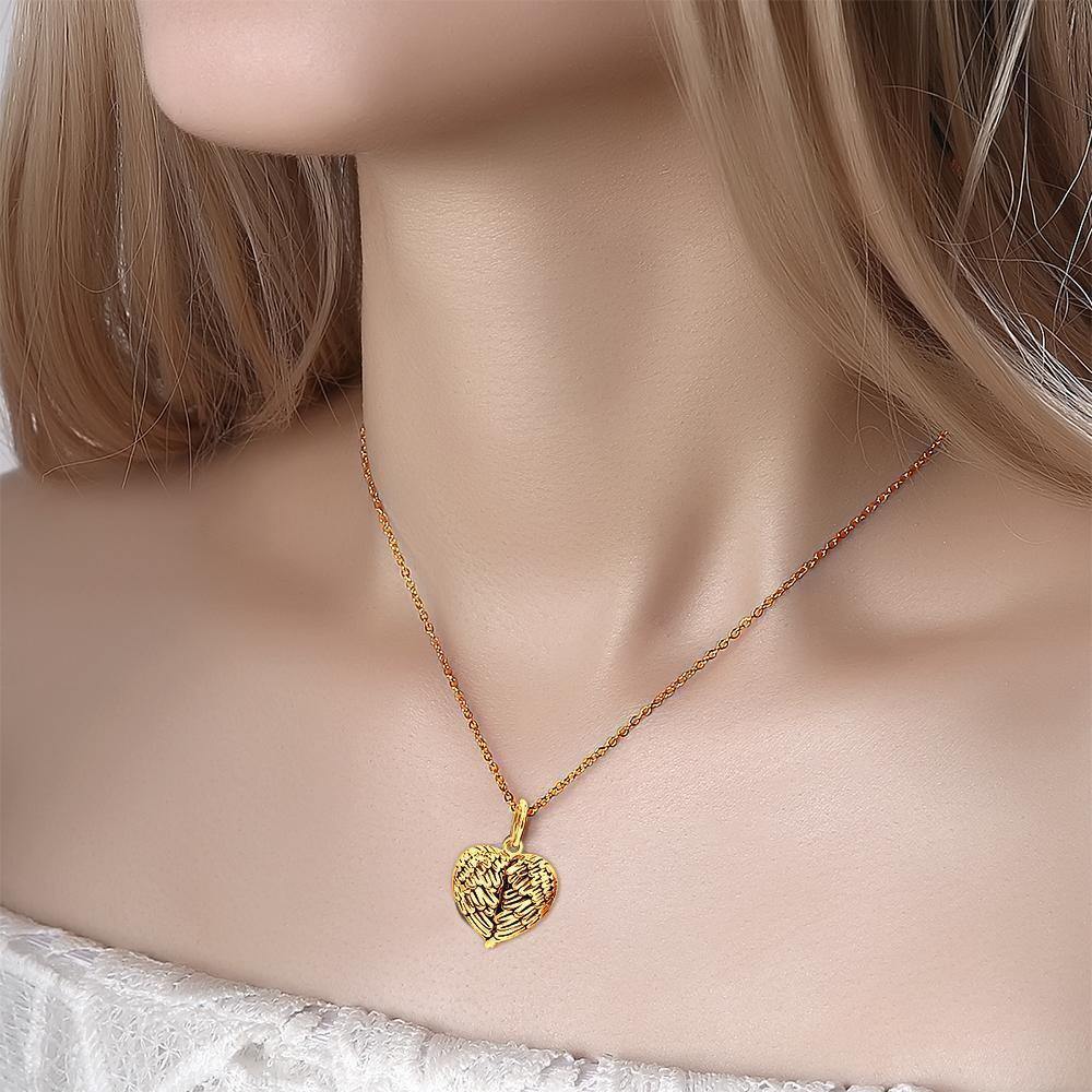 Engravable Photo Locket Necklace Heart Angel Wings Couple's Gifts Gold Plated Silver - yournamenecklace