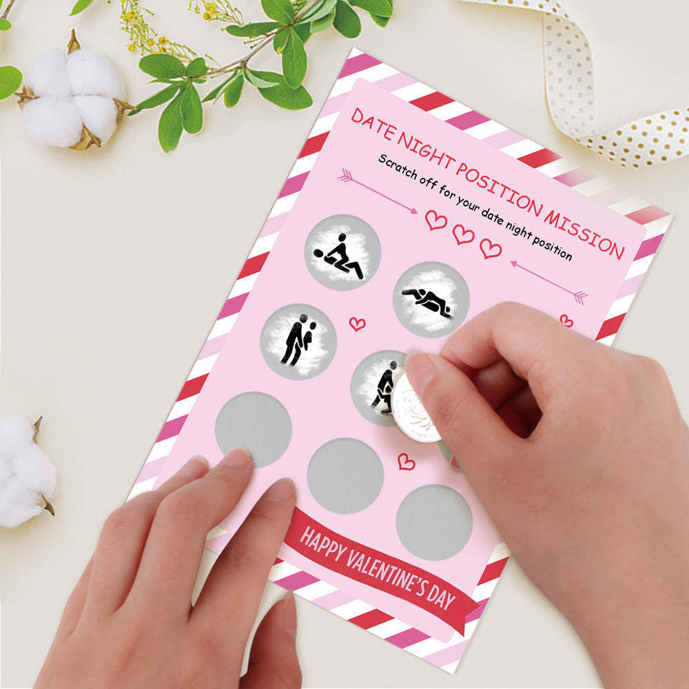 Valentine's Day Date Night Naughty Scratch Card Surprise Funny Position Scratch off Card - yournamenecklaceau