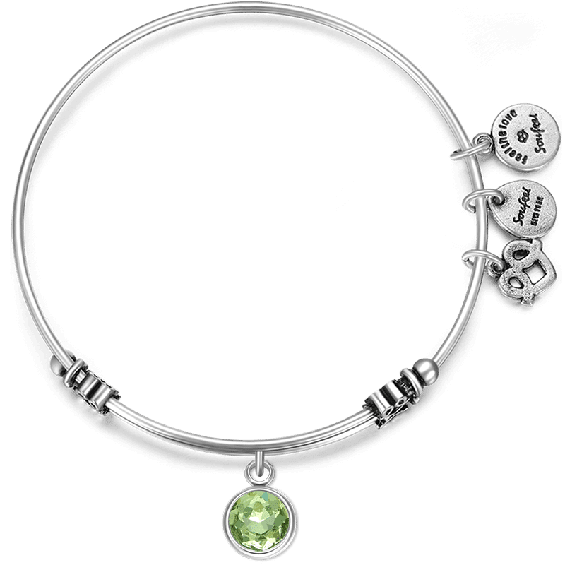 August Birthstone Charm Bangle - yournamenecklace