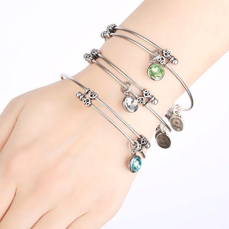 August Birthstone Charm Bangle - yournamenecklace