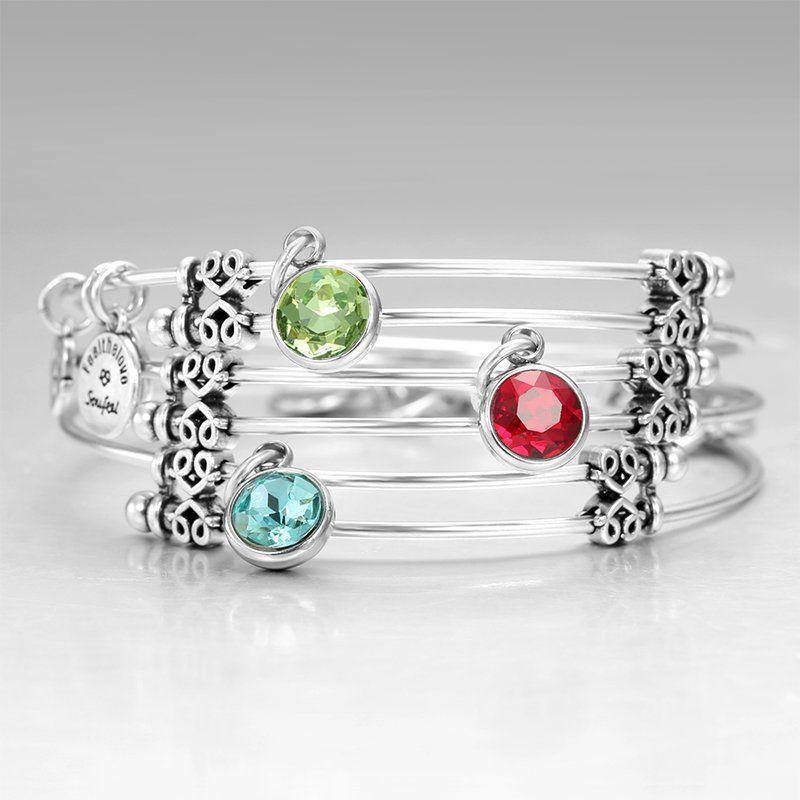 August Birthstone Charm Bangle - yournamenecklace