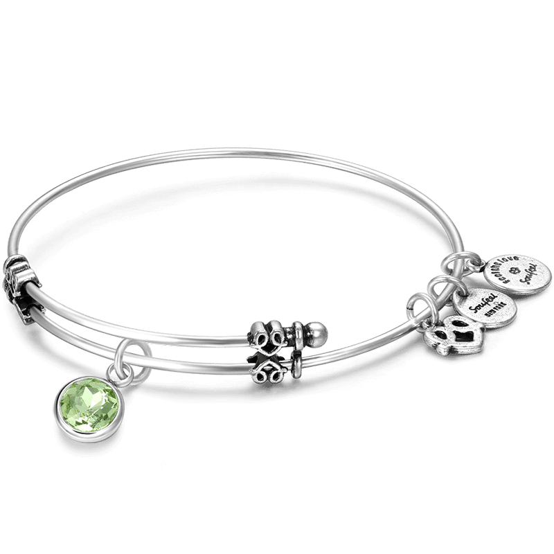 August Birthstone Charm Bangle - yournamenecklace