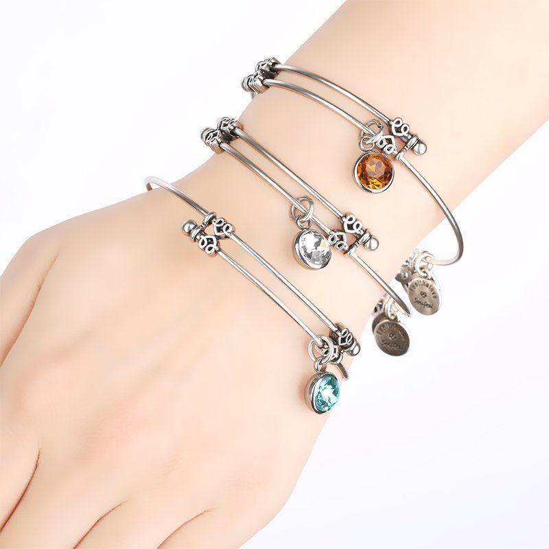 November Birthstone Charm Bangle - yournamenecklace