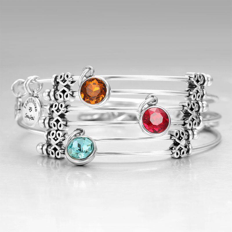 November Birthstone Charm Bangle - yournamenecklace