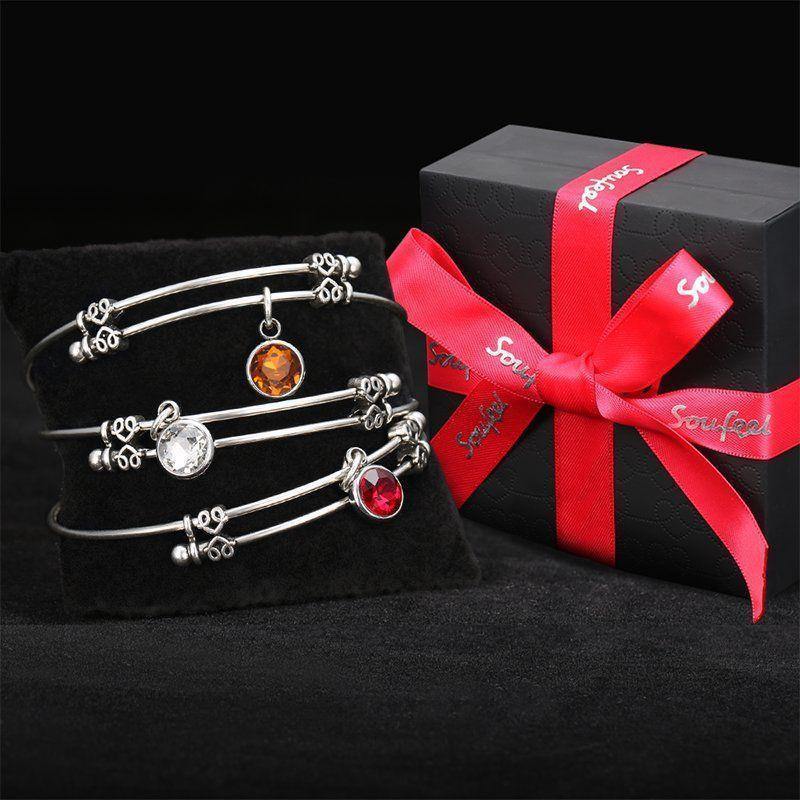 November Birthstone Charm Bangle - yournamenecklace