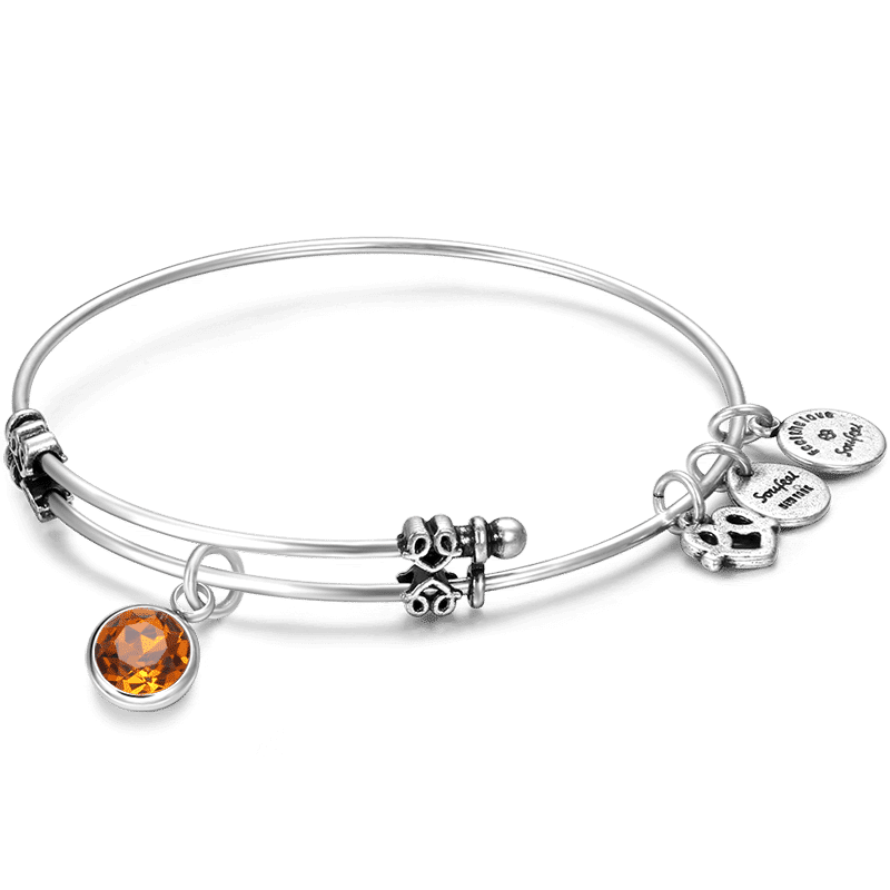 November Birthstone Charm Bangle - yournamenecklace