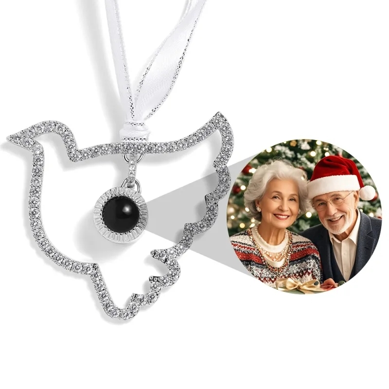 Personalized Projection Ornament Custom Photo Dark Green Snowflake Christmas Ornament Gifts