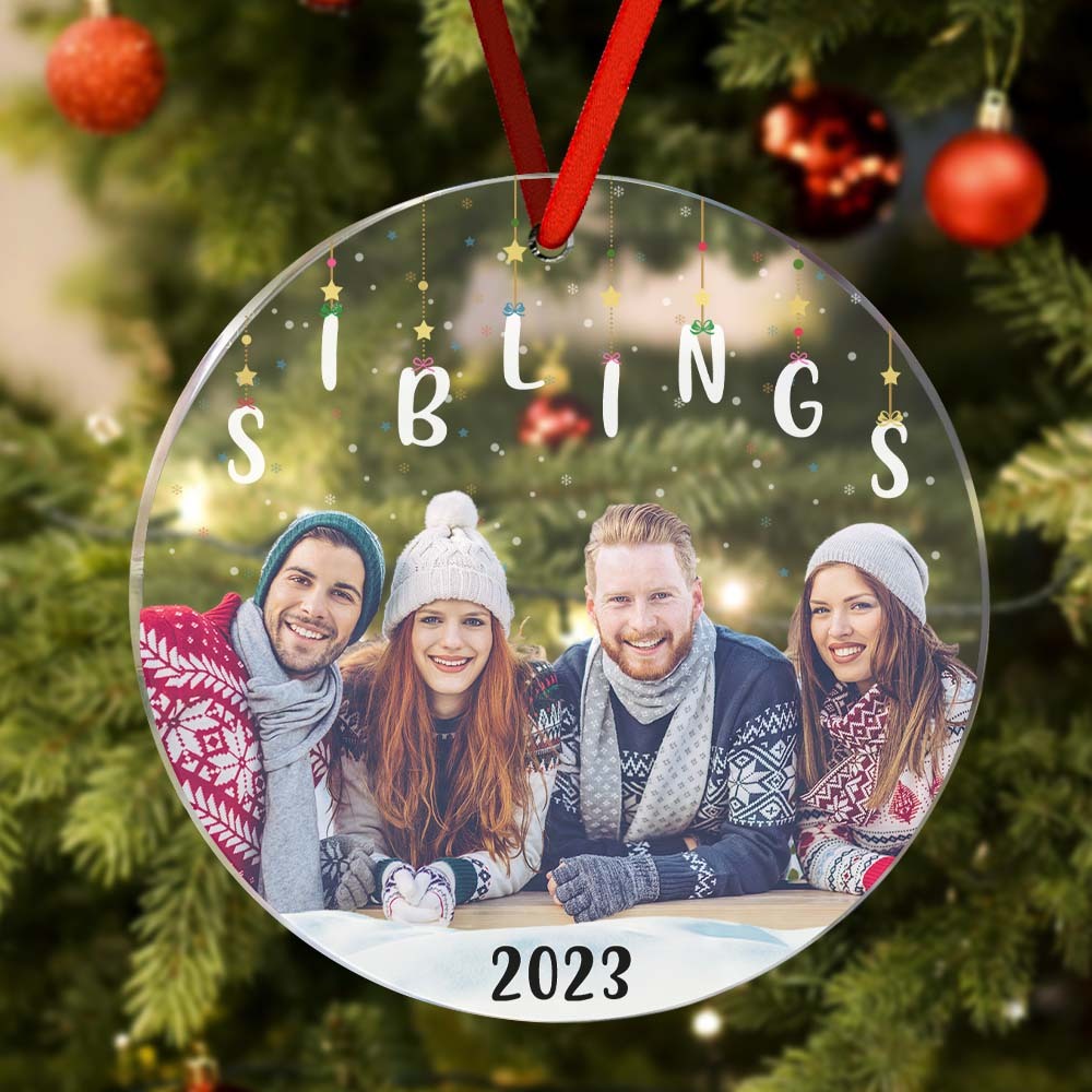 Personalized Photo Christmas Ornament Christmas Gift Sisters Siblings Family Brothers - yournamenecklaceau