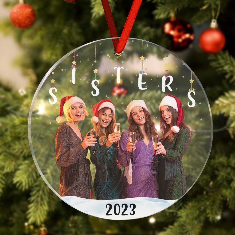 Personalized Photo Christmas Ornament Christmas Gift Sisters Siblings Family Brothers - yournamenecklaceau