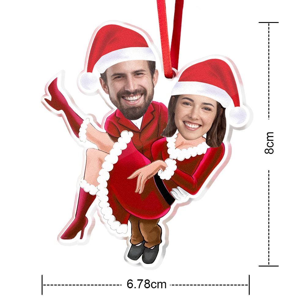 Custom Couple Christmas Tree Ornament Personalized Face Christmas Gift - yournamenecklaceau