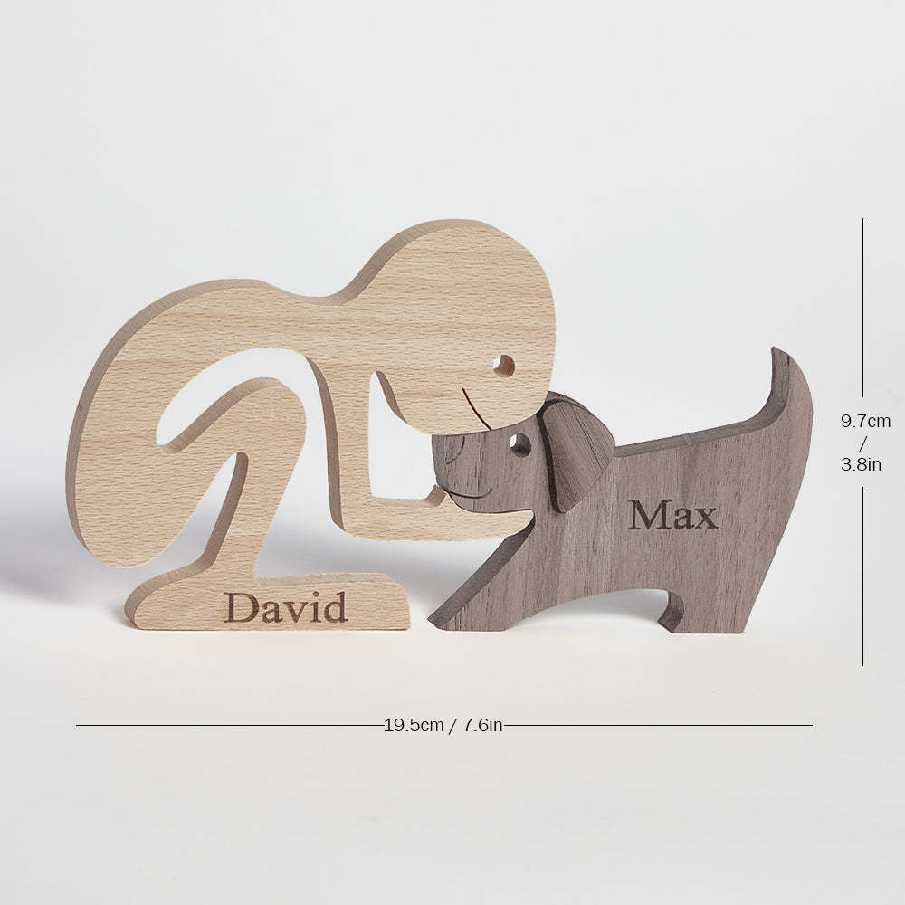 Man and Dog Wooden Pet Carving Blocks Custom Name Table Decor Gifts for Pet Lover - yournamenecklaceau