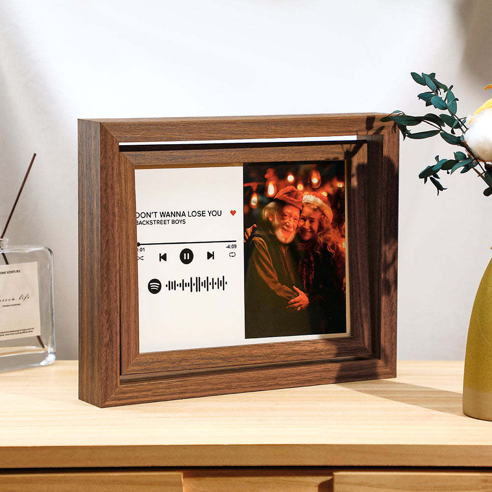 Scannable Spotify Code Photo Rotating Frame Personalized Spotify Floating Picture Decor Frame Gifts For Couples - yournamenecklaceau