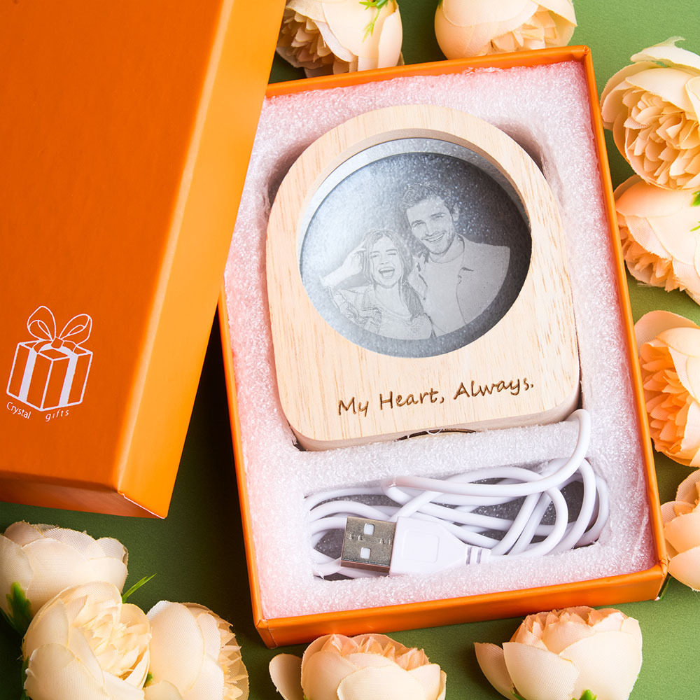 Personalized 3D Photo Engraved Crystal Custom Family 3D Laser Etched Photo Crystal Custom Portrait Art for Home Decor Christmas Gifts - NameNecklaceAU