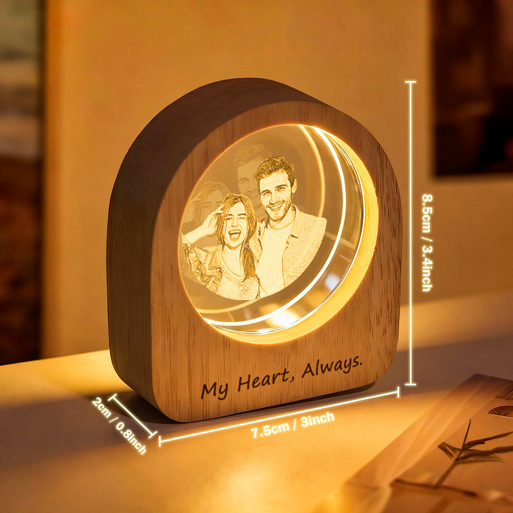 Personalized 3D Photo Engraved Crystal Custom Family 3D Laser Etched Photo Crystal Custom Portrait Art for Home Decor Christmas Gifts - NameNecklaceAU