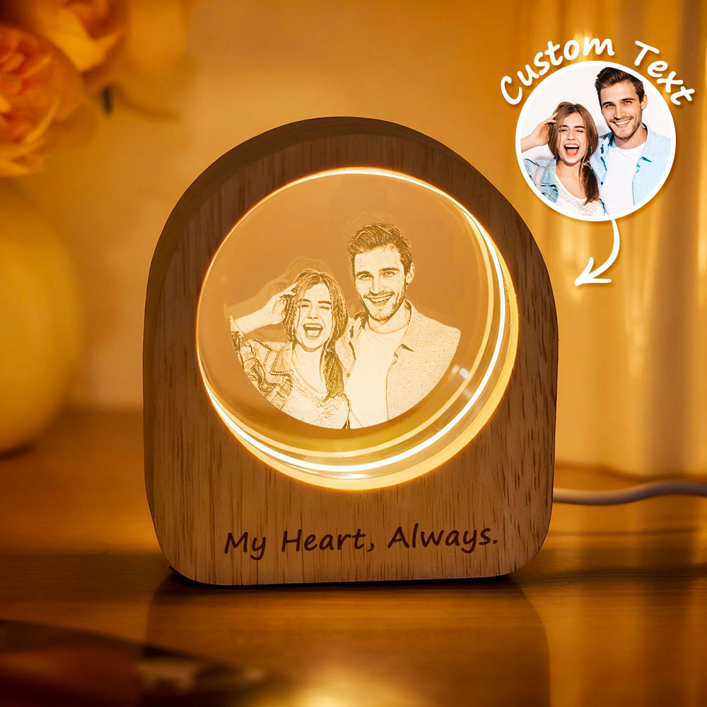 Personalized 3D Photo Engraved Crystal Custom Family 3D Laser Etched Photo Crystal Custom Portrait Art for Home Decor Christmas Gifts