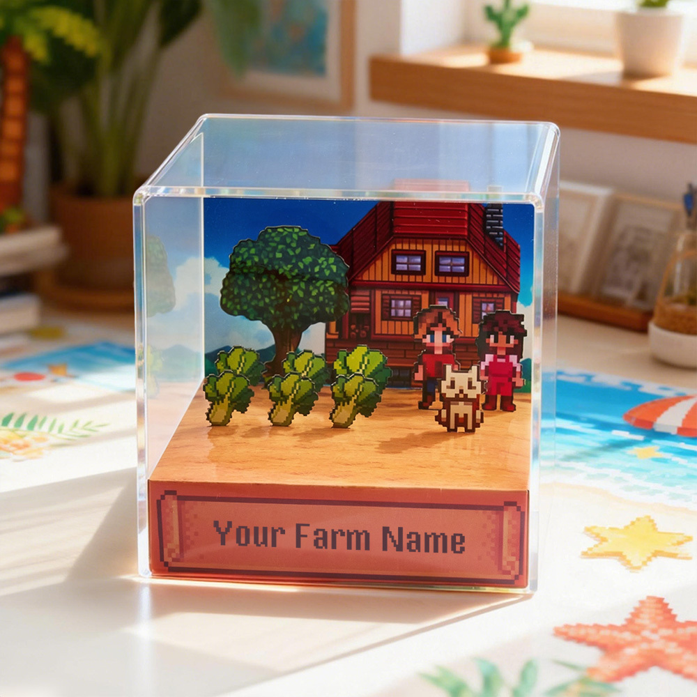 Custom SDV 3D Diorama Cube Personalized The Valley Pixel Scene Cube Gamer Gift & Home Decor - NameNecklaceAU