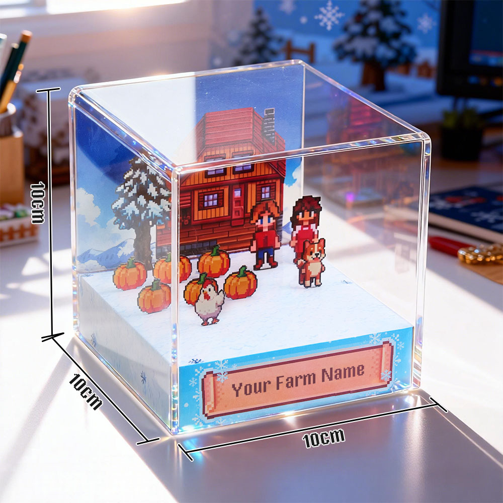 Custom SDV 3D Diorama Cube Personalized The Valley Pixel Scene Cube Gamer Gift & Home Decor - NameNecklaceAU